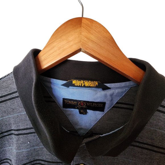 Tommy Hilfiger Golf Men’s Polo Shirt Gray Striped Pima Cotton Casual XL‎ - Picture 6 of 8